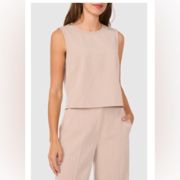 Halogen Stripe Sleeveless Suiting Shell - Picture 1 of 12